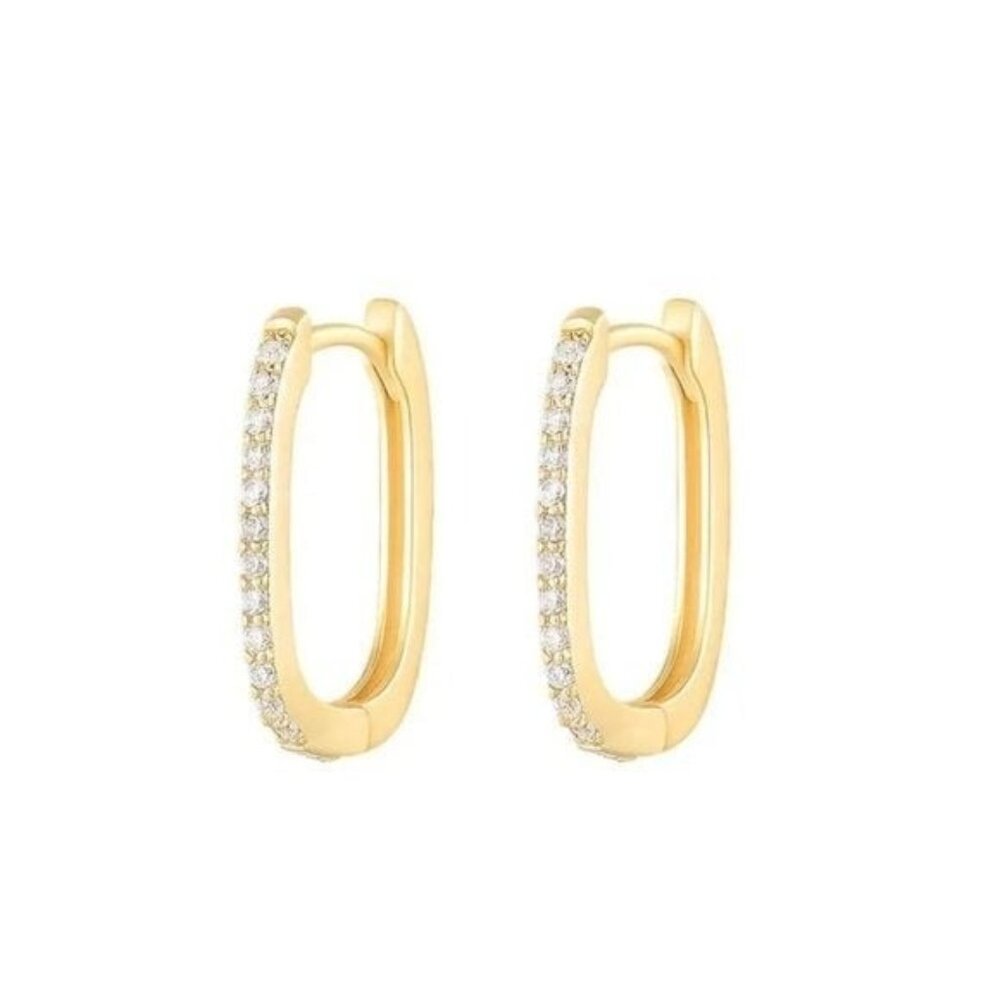 Earrings Rectangular Pave Huggies Cubic Zirconia "diamond" huggies Rectangle